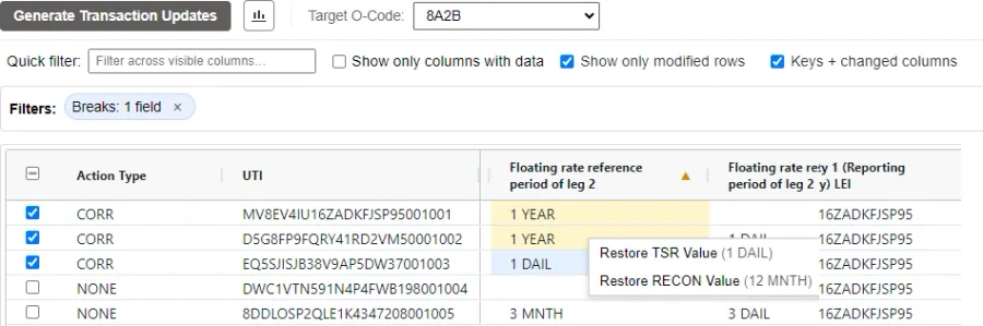 Corrective Action Interface